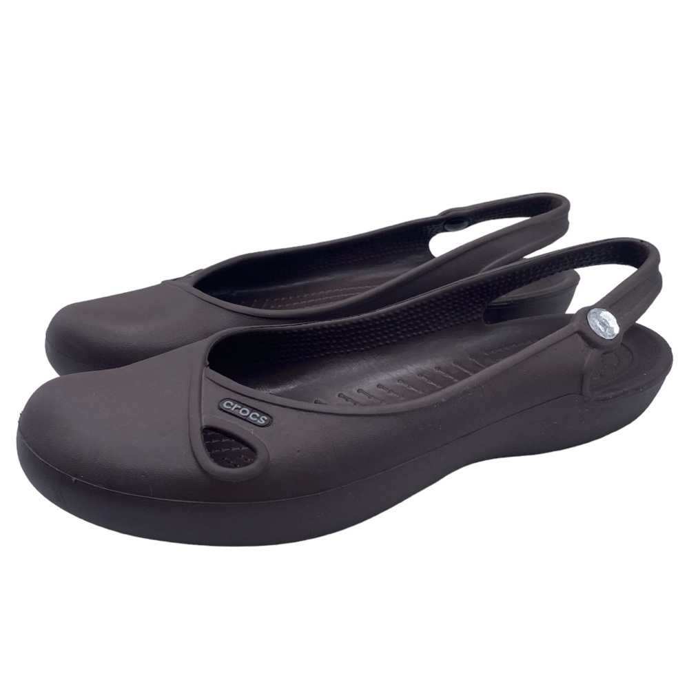Crocs Shoes Olivia Slingback Flats Brown Casual Comfort Lightweight Size 10